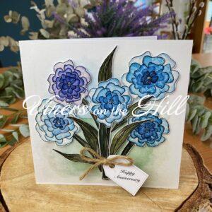 Blue Flowers Happy Anniversary Card