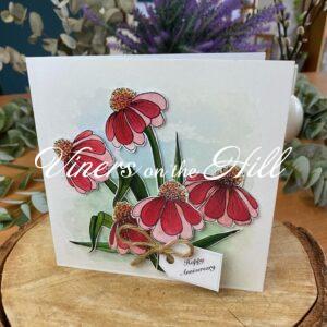 Pink Flowers Happy Anniversary Card