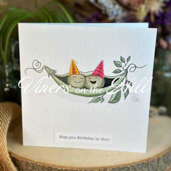 Hap-pea pink hat birthday card